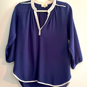EUC navy and white blouse